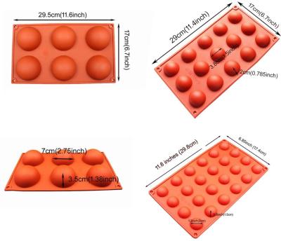 China Arc Not Sticking 6/8/15/24 Cavity Hemisphere Cake Shape Mold Half Sphere Hot Chocolate Bombs Silicon Baking Molds Dessert for sale