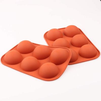 China 6 Holes Disposable Silicone Baking Mold For Baking Half 3D Ball Sphere Mold Chocolate Cupcake DIY Cake Muffin Bakeware Kitchen Tools for sale