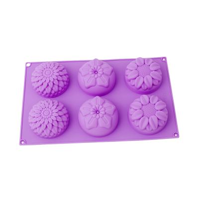 China No Bows Silicone Mold 3D Sunflower Flower Shape Jelly Donuts Pudding Molds DIY Soap Fondant Baking Mold for sale