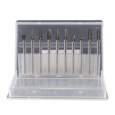 China For 3mm Grinding Polishing Chamfering Shank Customized Carbide Rotary File With Chip Flute 10 Pcs Carbide Burr Sets Polishing Tool For Power Grinding Head for sale