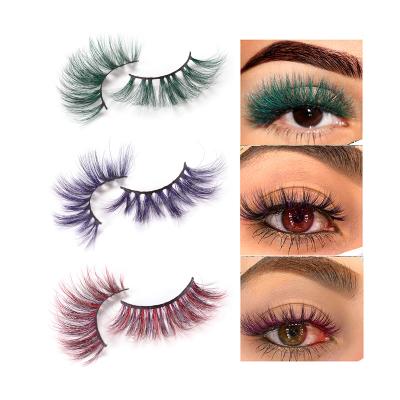 China Free Sample Lovely Natural Soft Fluffy Color Mink Eyelashes 25mm 3d Colored Mink Eyelash For Girls Full Strip Lashes for sale