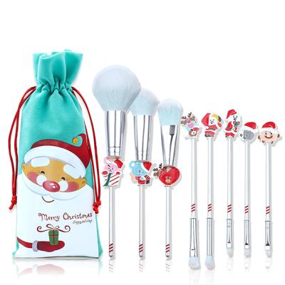 China Angular Blush Logo Synthetic Cute Makeup Brush Customized Set Christmas Makeup Brushes With Bag Package for sale