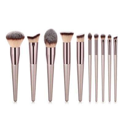 China Angular Blush Logo Fashion Makeup Brush Wood Custom Handle Hair Nylon Beauty Multifunctional Women Makeup Brush Set Tools for sale