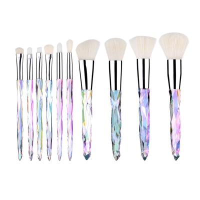 China Angular Blush Customized Synthetic Private Label Diamond Makeup Brush Sets Fashion Vegan 10pcs Professional Glitter Beauty Brushes for sale