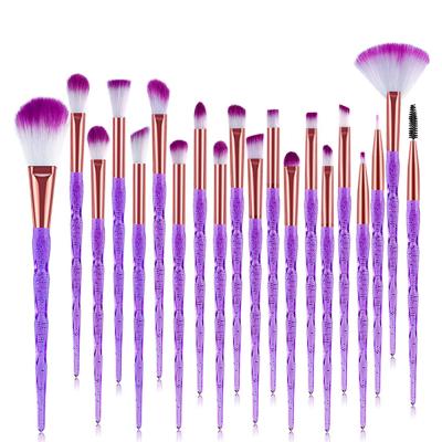 China Angular Blush Customized Logo Color Fashion Makeup Brush Plastic Handle Hair Eyeshadow Foundation Makeup Set Brushes Synthetic Tools for sale