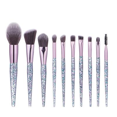 China Angular Blush Fashion 10pcs Exquisite Sweep Plastic Synthetic Hair Concealer Beauty Makeup Set Brushes for sale