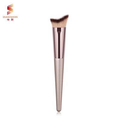 China Wholesale Champagne Gold Magic Makeup Brushes Flat Brush Classic Makeup Brushes High End Single Quality Makeup Brush for sale