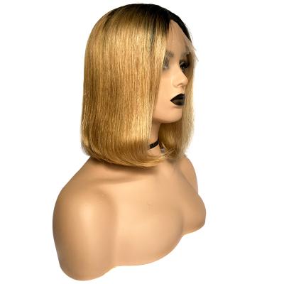 China Wholesale Exquisite Colored Human Hair Straight Wave 13*4 Bob Style Transparent Lace Front Wigs for sale