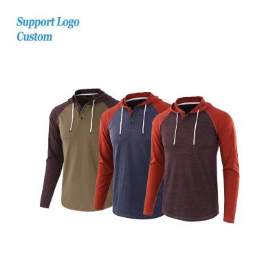 China Anti-wrinkle spring stock color pullover button men's pure sweatshirt plus size men's hoodies custom logo plain hoodies for sale