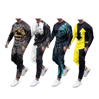 China New low MOQ men's sportswear men's thermal stylish sweatsuit polyester jogger set printing men sweatsuit tracksuit for sale