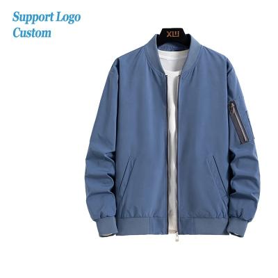 China QUICK DRY Hot Sale Stock Pure Color Polyester Use Pilot Mens Jackets Coat Custom Logo Embroidery Plus Size Mens Jackets for sale