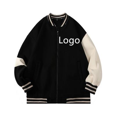 China Best Selling College Style Jacket Stripe Neck Edge Cotton Canvas Tasteful QUICK DRY Polyester Striping Autumn Coat Leisure Unisex Bomber Jackets for sale