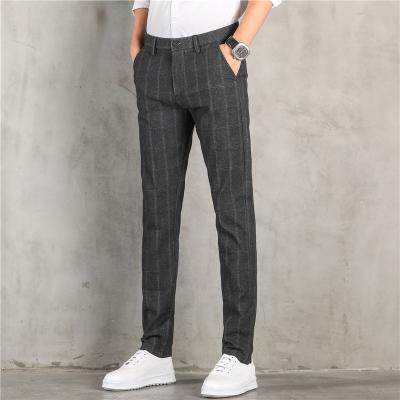 China Low Price MOQ Multi Waist Stylish Men's Pants Anti-Wrinkle Wholesale Plaid Sports Tracksuit Casual Slim Fit Men's Pants for sale