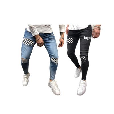 China Wholesale Hot Selling Breathable Slim Embroidery Patch High Street Jeans Custom Logo Plus Size Pants Mens Jeans for sale