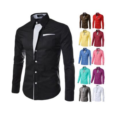 China Comfortable Slim Fit Anti-pilling Long Sleeve Business Casual Work Wear Printed Formal Popular Shirt Men's Gym Outdoor Walking Shirt for sale