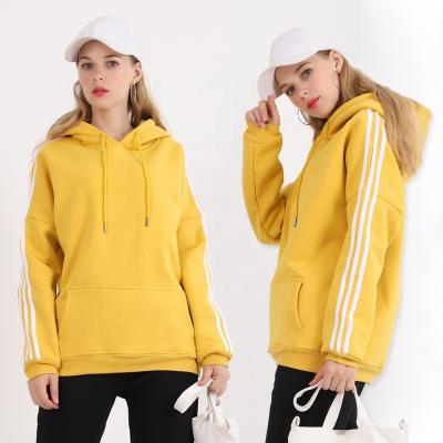 China custom logo Anti-wrinkle thicken loose fleece hoodies pullover hoodies women stripe side crop hoodie heavy empty hoodies women for sale