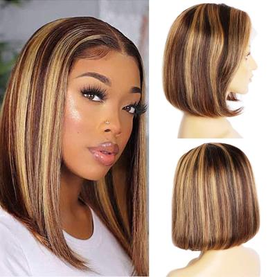 China Silky Straight Wave P4/27 Accent Lace Front Human Hair Wigs For Women for sale