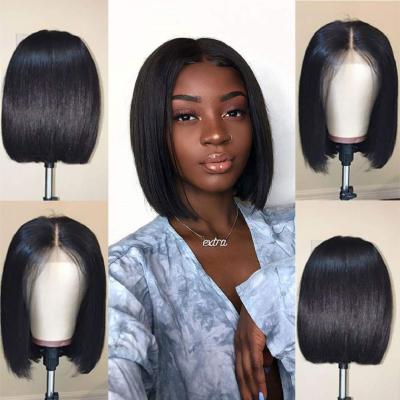 China Hot Sale 100% Silky Straight Wave Hair Short Bob Lace Wig For Women for sale