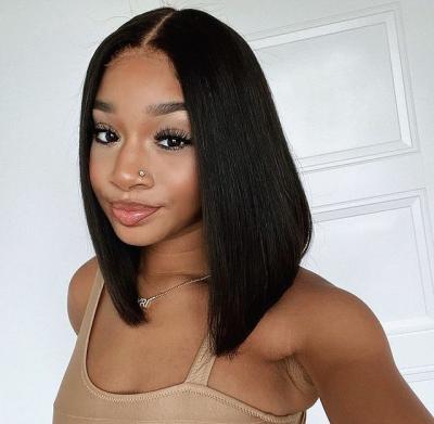 China Unprocessed Virgin Human Hair Unprocessed Raw Thick 100% Lead Hair Wigs Unprocessed Virgin Hair Thick Sheer Short Straight Barely Shedding Wig for sale