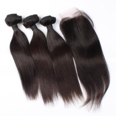 China Niman Curly Hair Wholesale Straight Three Pieces Hair Bundles With Lace Closure for sale