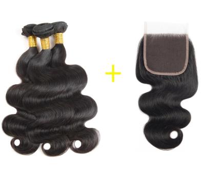 China Wholesale Niman Curly Hair Body Wave Three Pieces Hair Bundles With Lace Closure for sale