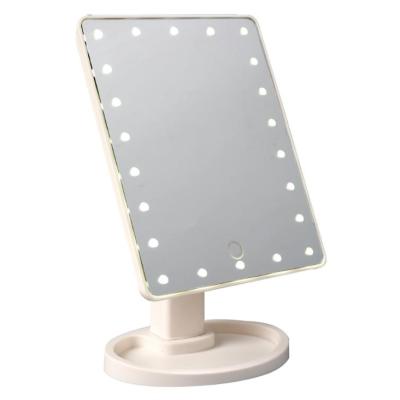 China ABS 360 Degree Adjustable Standing Mirror with Jewelry Storage as Base/Table Top Hair Salon Mirrors with Led Bulbs for sale