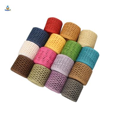 China Crochet Raffia Paper Rope Color 2 Strand Eco-Friendly Knitting Paper Rope 200 Meters, 2mm Manual Raffia Yarn Rope for sale