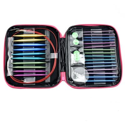 China DIY Loom Knitting 13 Pair Circular Needle Tool Sweater Needle Aluminum Detachable Rope Knitting Needle Replaceable Set for sale