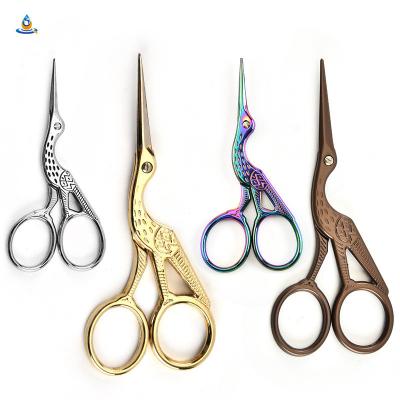 China Retro DIY Golden Embroidery Scissors Wholesale Crane Scissors Embroidery Crane Bird Scissors for sale