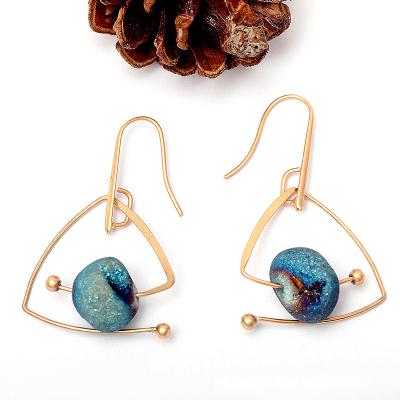 China 2021 Original Bohemian Handmade Natural Vintage Design DIY Galaxy Stone Drop Earrings For Women Jewelry for sale