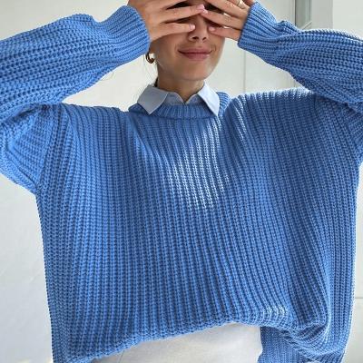 China 2021 New Autumn Breathable Casual O Neck Loose Knitted Sweater Sweater Top Blouse For Women And Ladies for sale