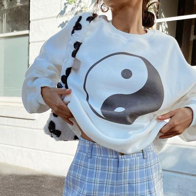 China Fashion women's anti-pilling sweater Yin Yang Pattern Baseball Fleece Sport anti-pilling sweater - the new autumn 2021 for sale