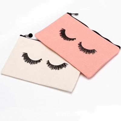 China Durable Zipper 3D Eyelash Printing Lipstick Makeup Pouch Make Up Brush Eco-Friendly Cosmetic Bag Beauty Logo for sale