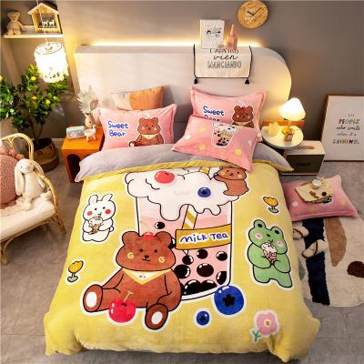 China Nondisposable Luxury Shaggy Ultra Soft Crystal Blanket Velvet Plush Fluffy Comforter Bed Sets Fluffy Comforter Bedding Set for sale