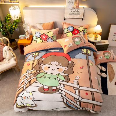 China Wholesale Nondisposable Elegant Size Princess Bedding Cartoon Pattern Comforter Set Super Cute Children's Comforter Bed Pillowcase Plush Queen Cover Set for sale