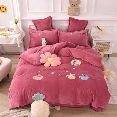 China Nondisposable Coral Fleece Bedding Set Comforter Velvet Bedspread Sheet Flannel Kids Bedding Set Nondisposable Coral for sale