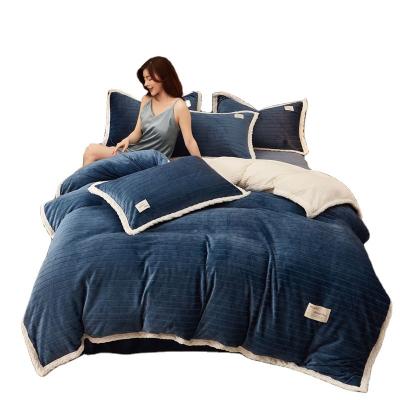 China Nondisposable High Quality Wrinkle Free Winter Fleece Sheet Duvet Cover Fluffy Bedding Sets Coverlet for sale