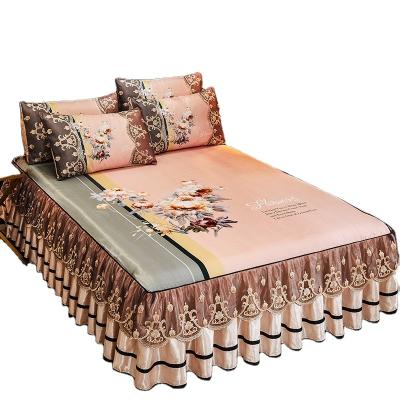 China Wholesale Home Wholesale 6A 100% Pure Silk Bedspread Luxury Silk Down Duvet Cover Bed Skirt Pink for sale