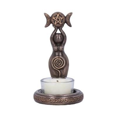 China Europe Border New Product Goddess Tea Light Statue Candlestick Aromatherapy Resin Triple Handwork Ornaments AMZ03 for sale