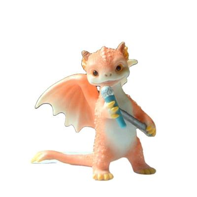 China Europe Birthday Gift Orange Color Dragon Singing Song With Microphone Cartoon Style Polyresin Items Souvenir Z16211A for sale