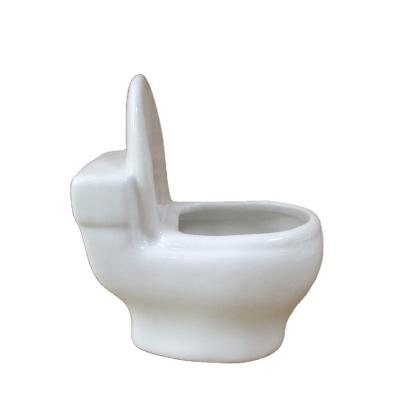 China White Color Europe Bonsai Pot Mini Ceramic Craft Creative Toilet-Shaped Flower Pot Decor Z15925A for sale