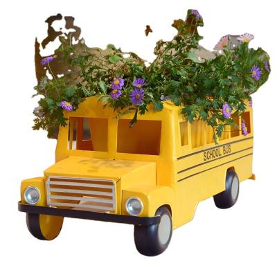 China China TJ001 Christmas Decor Metal Car Planter Home and Garden Decoration Iron Flower Pot Car Decorative Metal Flower Pot New for sale