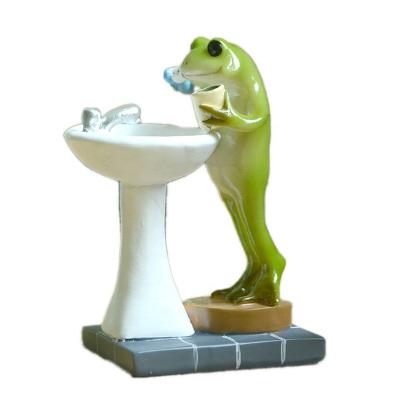 China Z13345A Europe new resin craft frog brushing figurines for home decoration, originality table ornaments as gifts for sale