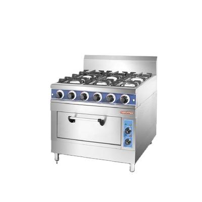 China Kitchen Cooking Equipment Commercial 6 Burner Gas Cooking Range With Gas Baking Oven for sale