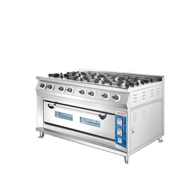 China Kitchen Cooking Equipment Commercial Gas Stove Cooking 8 Burner Gas Cooking Range With Gas Baking Oven for sale