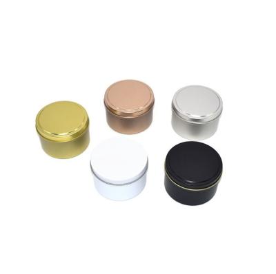 China Wholesale 4oz 8oz Modern Luxury Empty Round Rose Gold Matte White Black Seamless Metal Container Jar Can Candles Canisters With Lid for sale