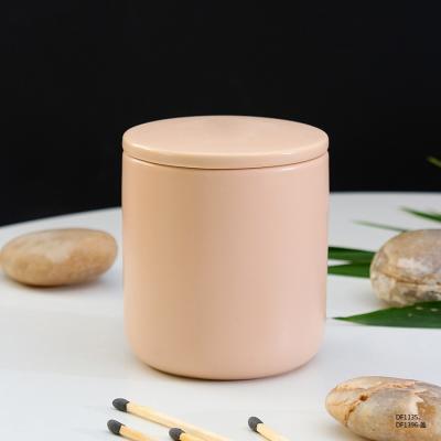 China Low Moq Candle Empty Ceramic Candle Holder Customized Ceramic Jars With Lids For Candle Colors Ceramic Jars For Candles for sale