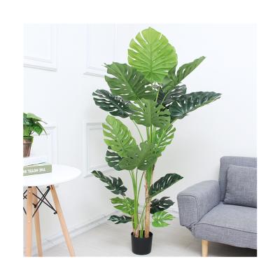 China Ornamental Plant Lifelike Plastic Artificial Green Leaves Wholesale Artificial Plants With PE Pot for sale