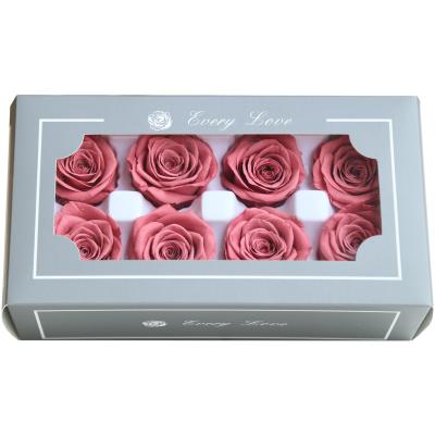 China Long Lasting Preserved Flower 4-5 cm Rose Head in Box for sale