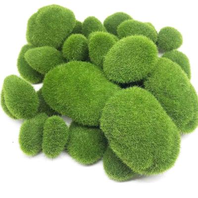 China Realistic Micro Landscape Plant European Ornaments Flocking Artificial Ball Moss Stone for sale